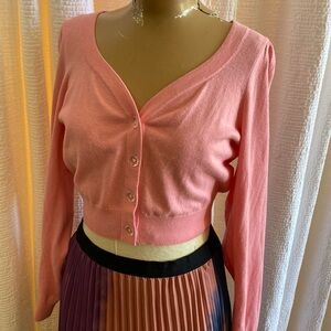 Los Angeles Atelier &other stories pink puff sleeve crop sweater sz med cute